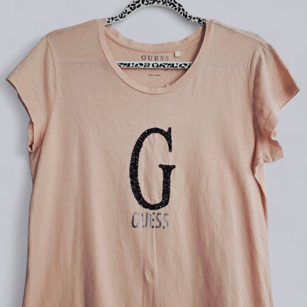 Guess‎ Women's Bella Beaded Logo Tee XL - Picture 3 of 6